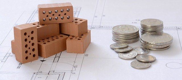 financování bydlení, projekt, cihly, mince